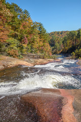 Scenic river in autumn at Toxaway Falls, North Carolina