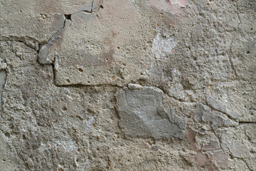 texture of concrete wall, ragged plaster with cracks, background for designers