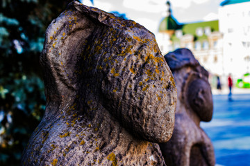 Archaeological sites in the city center of Kharkov stone idols of ancient Scythian Slavs IX-XIII centuries. Found in the Black Sea steppes of Ukraine.