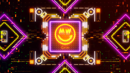 Grin virtual money on blockchain technology. Business and finance currency