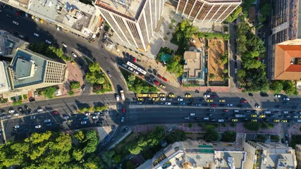 Poster Aerial drone photo of Athens Metropolitan dense populated area in Kifisias and Alexandras avenues, Attica, Greece © aerial-drone