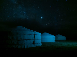 Mongolian Ger and the Milky Way on the background - Gobi Desert, Mongolia