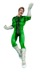 super power hero cartoon floating in the air