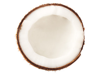 half of coconut isolated on white background