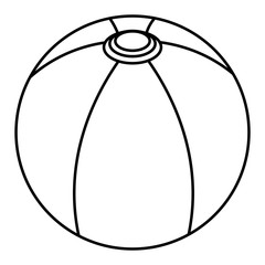 Striped beach rubber ball cartoon in black and white