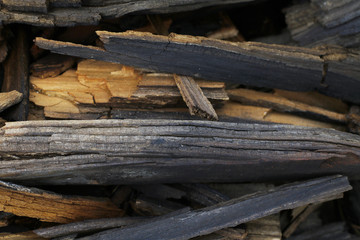 burned wood close up background