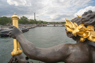 Statues on bridge at Seine, Paris