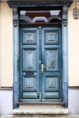 european style old wooden double doors