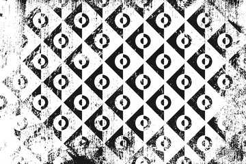 Grunge abstract geometric pattern. Horizontal black and white backdrop.