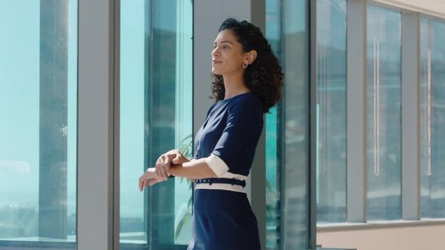 independent business woman looking out window proud ceo planning ahead thinking of ideas for future investment strategy corporate manager enjoying leadership career in office