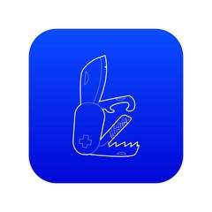 Penknife icon blue vector isolated on white background