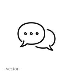 bubble speech icon, balloon talk cloud, thin line symbol for web and mobile phone on white background - editable stroke vector illustration eps 10