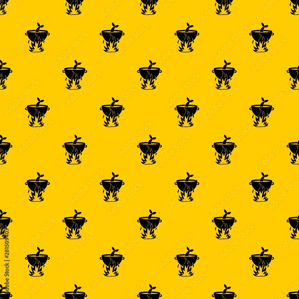 Poster fish soup on a fire pattern seamless vector repeat geometric yellow for any design