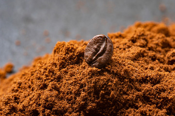 Coffee grain lying on the ground coffee