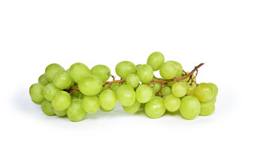 Bunch of green grapes isolated on white background