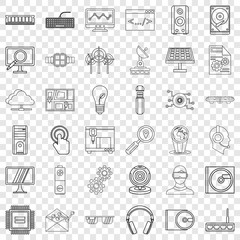 Cloud store icons set. Outline style of 36 cloud store vector icons for web for any design