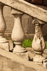 Stone balustrade. railing with antique pillars. classic architecture