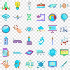 Fototapeta na wymiar Hi tech icons set. Cartoon style of 36 hi tech vector icons for web for any design