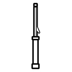 Black and white icon simple linear fashionable glamorous electric curling iron for hair styling and hair styling, beauty guidance. Vector illustration