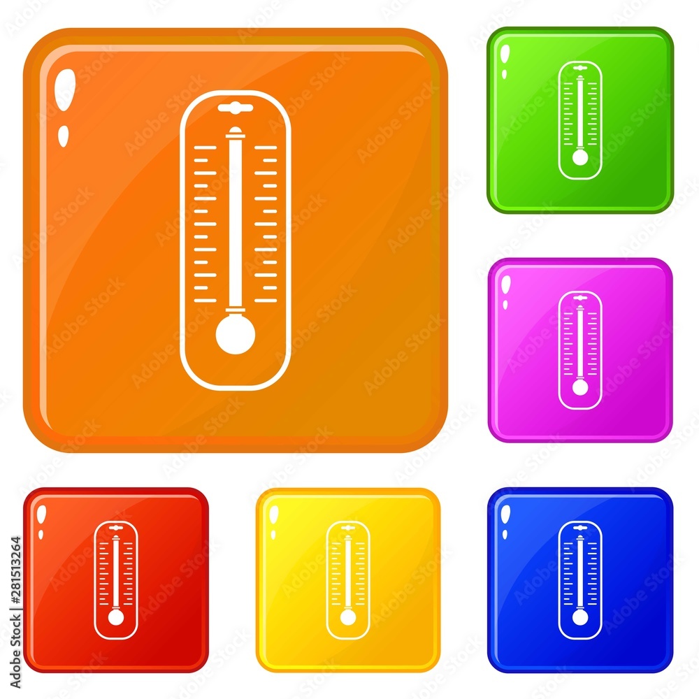 Poster thermometer icons set collection vector 6 color isolated on white background