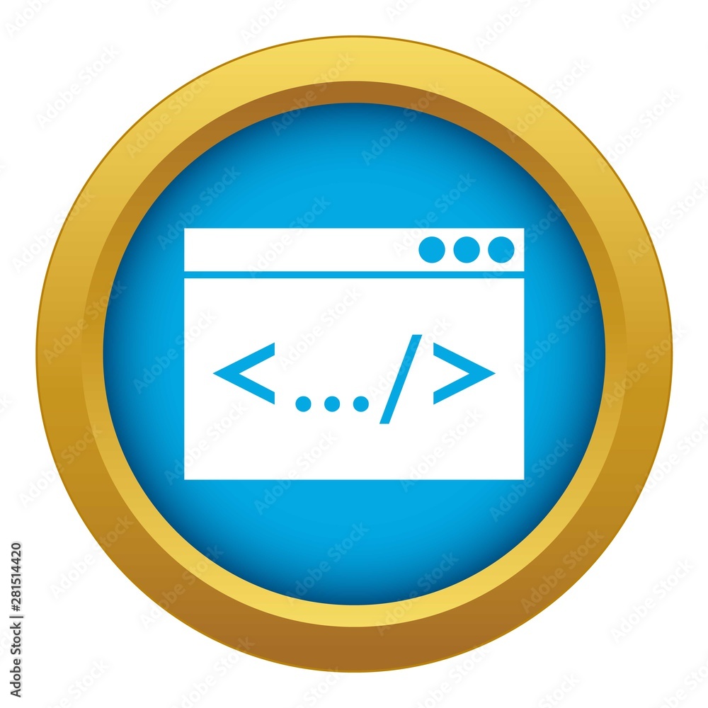 Poster code window icon blue vector isolated on white background for any design