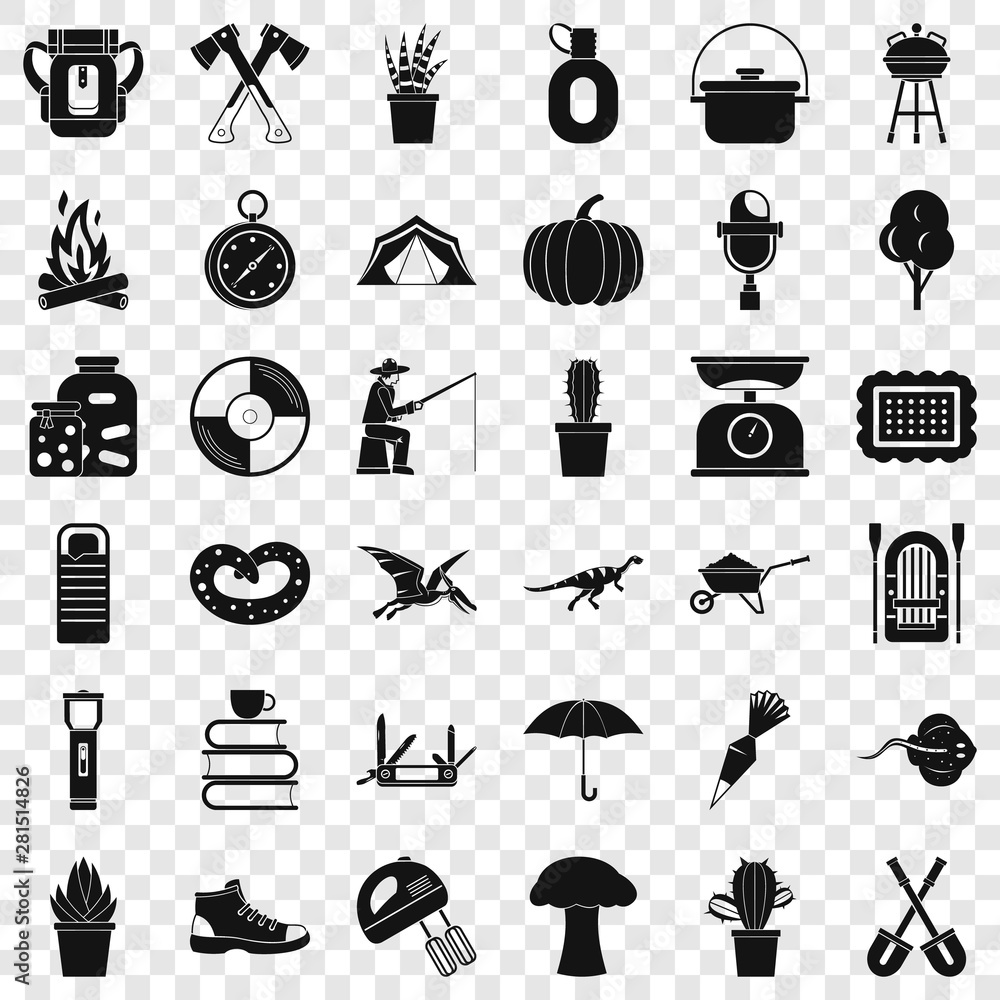 Poster flashlight icons set. simple style of 36 flashlight vector icons for web for any design