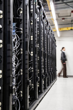Racks in computer server room