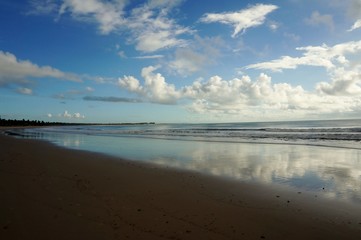 Beautiful beach and tropical sea. Wonderful beach nature, perfect view of exotic landscape, real sand and blue sky.