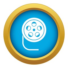 Reel with film icon blue vector isolated on white background for any design