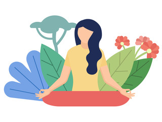 Meditation flat style illustration on white