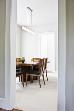 Interior of modern dining room in home