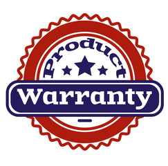 Product warranty sign on white background