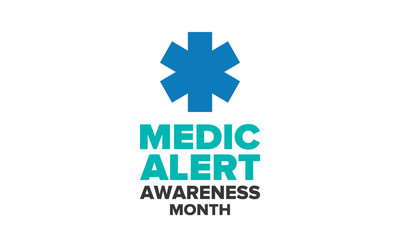 Fototapeta na wymiar Medic Alert Awareness Month in August. Medical bracelets. First aid, emergency. Medical design. Celebration in United States. Poster, greeting card, banner and background. Vector illustration