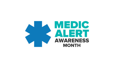 Fototapeta na wymiar Medic Alert Awareness Month in August. Medical bracelets. First aid, emergency. Medical design. Celebration in United States. Poster, greeting card, banner and background. Vector illustration
