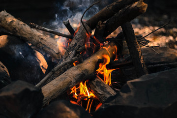 fire in the fireplace