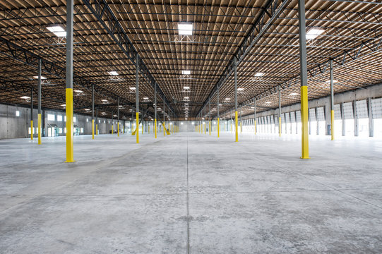 Interior view of empty warehouse