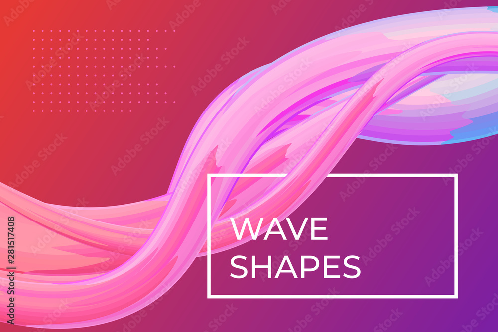 Poster modern colorful dynamic fluid flow poster template. wave liquid shape on pink purple color backgroun