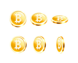 Collection of flying coins dollar. icon set white background.