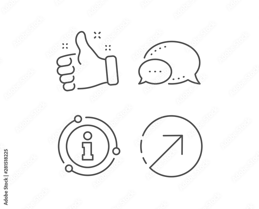 Poster direction arrow line icon. chat bubble, info sign elements. arrowhead symbol. navigation pointer sig