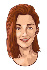 Pop art beautiful woman face smiling