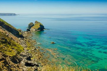A beautiful sunny day at Bassets cove, Cornwall, England