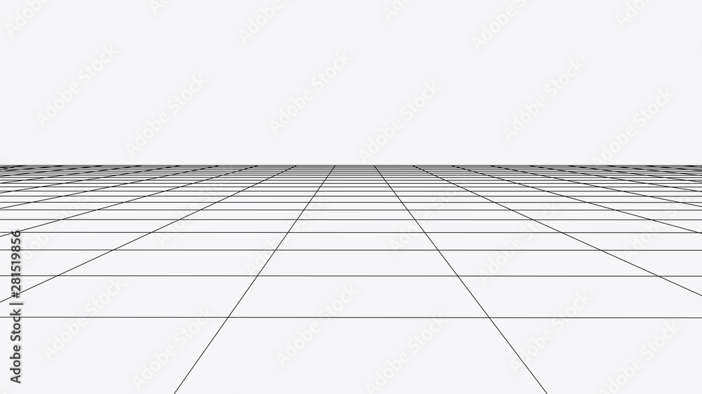 Aufkleber vector perspective grid. abstract wireframe landscape. detailed lines on white background. 3d vector