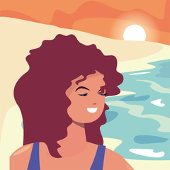 beautiful woman with swimsuit summer time