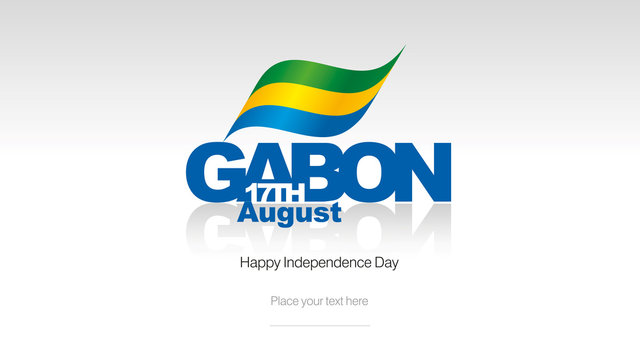Gabon Independence Day flag logo icon banner - Powered by Adobe