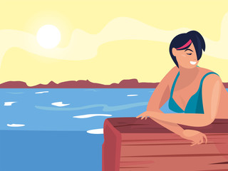 woman summer time vacations design