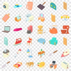 Home icons set. Cartoon style of 36 home vector icons for web for any design