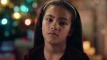 portrait beautiful hispanic girl celebrating christmas having festive holiday celebration at home 4k 