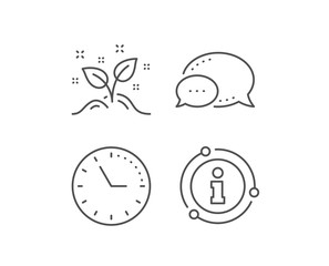 Startup concept line icon. Chat bubble, info sign elements. Idea leaves sign. Launch project symbol. Linear startup concept outline icon. Information bubble. Vector
