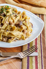 Beef Mushroom Sausage Stroganoff