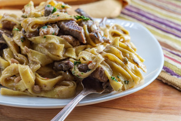 Beef Mushroom Sausage Stroganoff